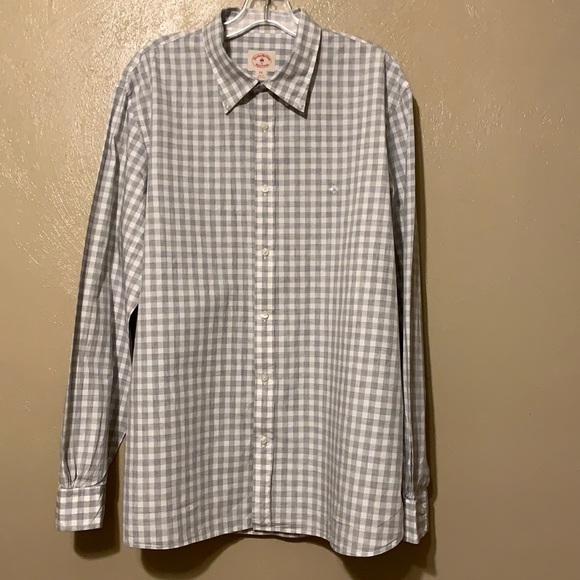 Brooks Brothers Red Fleece size XXL gray plaid button shirt - Picture 1 of 3